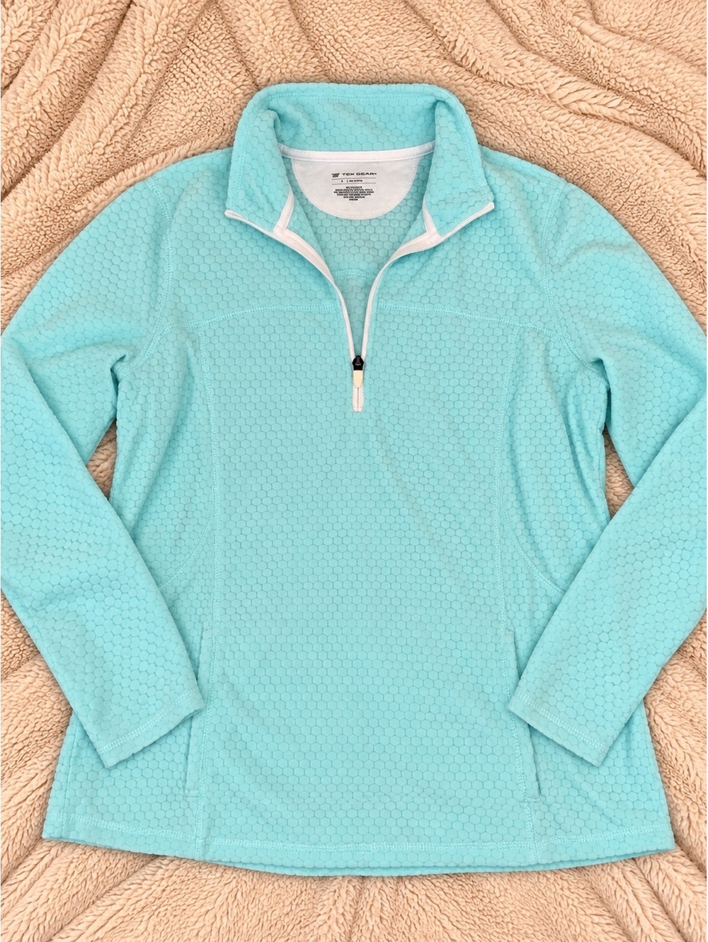 Tek Gear Women's Light Blue Honeycomb Fleece Jacket Size L